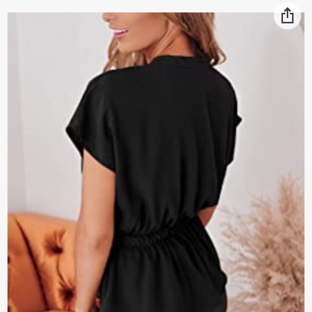 Black Button Front Belted Blouse NWOT - Picture 2 of 10